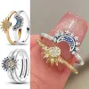 Authentic fit women rings charms charm Princess Tiara Crown Sparkling Love Heart Jewelry Anniversary CZ