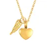 Pendant Necklaces Stainless Steel Small Heart Angel Wing Cremation Ash Urn Necklace For Memorial Jewelry