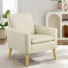 Accentstoel set van 2 met stof beklede comfortabele fauteuil Mid-Century moderne stoel voor woonkamer, slaapkamer, slaapzaalmeubilair, thuis gewatteerde zitbank met houten poten grijs