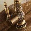 Bathroom Sink Faucets Vidric Deck Mounted Single Handle Faucet Basin Carved Antique Brass And Cold Mixer Tap 360 Degree Rotating