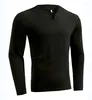 Mäns T-skjortor Sports T-shirt Män 2023 Spring och Autumn Fashion Versatile Solid Elastic Long Sleeve V-Neck Pullover Losk Tops of Man