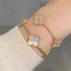 Designer Jewelry Luxury Bracelet Link Chain VCF Kaleidoscope 18k Gold Van Clover Bracelet with Sparkling Crystals and Diamonds Perfect Gift for Women Girls BEIE