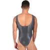 Kvinnors badkläder simning för män ett stycke högklippt ärmlös Leotard bodysuit glansig backless baddräkt sport yoga fitness