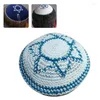 Berets Flat Top Jewish Kippah Hat Embroidery White Yarmulke For Women Men Breathable Traditional Religious Observances F3MD