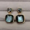 Stud Earrings YYGEM 13mm-17mm Natural Black Sea Shell Square Shape Drop Earring Unique Lady Jewelry