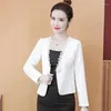 Costumes pour femmes S-4XL Femmes Blazer Veste Courte Dentelle Slim Rétro Printemps Automne Casual Bureau Travail Plus Taille Noir Blanc