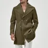 Trench da uomo Vintage di media lunghezza Casual per uomo Primavera Autunno Elegante giacca da uomo Colletto retrò Tinta unita Abbigliamento maschile