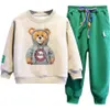 Children's sportswear female baby male designer clothes cartoon 3D sweatshirt and drawstring sweatpants suit children's sports suit school two-piece jogging suit