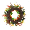 Decorative Flowers 45cm Autumn Wreath Peony And Pomegranate Christmas Decoration Front Door Hanging Ornament Window Restaurant Home Decor