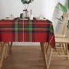 Table Cloth Rectangular Waterproof Oil-Proof Modern Classic Red Tartan Tablecloth Covers 45"-50" Fit Fashion Plaid Check