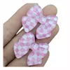 Dekorativa blommor 10/20/50st Kawaii Flatback Plaid Bow Tie Harts Bowknot Cabochons Flat Back Hartser For DIY Craft Accessories Decoration