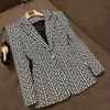 B820 Womens Suits Blazers Tide Brand Högkvalitativ retro modedesigner grå serie kostym jacka lejon dubbelbröst smal plus storlek kvinnokläder