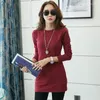 Women's T Shirts Medium Length Bottomed Shirt Female Chubby Sister Loose And Slimming Large Size Solid Color Buttocks Wrapped Long Sleeved