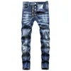 Jeans pour hommes 2023 Ripped Light Blue Holes Long Qualité Mâle Stretch Slim Pantalon Hommes Skinny Vêtements