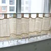 Perde el yapımı içi boş çiçek kafe keten ve pamuk tığ işi dantel pencere dekor patchwork boho valance krem ​​ışık bej 1Panel