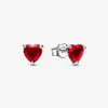 Stud Authentic 925 Sterling Silver Red Heart Stud örhängen Fashion Women Wedding Engagement Jewelry Accessories153i