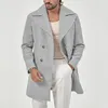 Herren-Trenchmäntel, Vintage-Stil, mittlere Länge, lässig, für Herren, Frühling und Herbst, elegante Gentleman-Jacke, Retro-Anzugskragen, einfarbige Kleidung für Männer