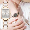 Montres-bracelets de luxe en alliage carré strass mode montre pour femme robe montre-bracelet