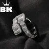 Hip Hop Men's Baguette Justerbara anpassade män Ring Famous Brand Iced Out Micro Pave CZ Punk Rap Jewelry Storlek 220217349A