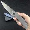 Camping TC4 Titanium Alloy handle Tactical Folding Pocket Knife D2 Steel Blade Ball bearing EDC Knives