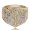 With Side Stones Mens Ring Iced Out 3A Rhinestones Rings Sumptuous Jewlry Gold Silver Fashion Jewelry Whole Hip Hop2579