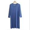 Mäns Sleepwear 2024 Pyjamas Retlar Casual Mid-Long Kne Length Modal Home Clothes Soft Stretch Bathrobes Man Dress