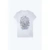 Zadig Voltaire Bordado Camisetas de Algodão Zv Clássico Crânio Flor Impressão Inglês Camisetas Mulheres Camisetas de Manga Curta Tops