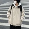 メンズジャケットウィンタージャケットメンコート日本語スタイルコントラストカラースタンドアップカラールーズカップルトップコート