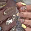 False Nails French Fashion Glitter Vintage Flowers Nail Tips Long Oval Full Cover Fake For Salon