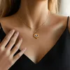 Pendant Necklaces French Vintage Choker Necklace Short Round Square Zircon Women Daily Wear Waterproof Jewelry Party Gifts