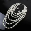 Retro Spot Wholesale Fashion Necklace With Exaggerated Earrings Set Alloy Inlaid Diamond Pearl Flower Sweater Chain