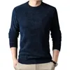 Pulls pour hommes Pull à col ras du cou polyvalent décontracté chaud avec doublure en peluche épaisse texture jacquard dessus de tricot pour l'automne hiver