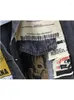 Jaquetas femininas vintage manga cheia apliques spaper padrão tamanho grande preto denim jaqueta lazer tendência casaco 2023 outono jeans