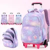 Sac d'école pour enfants, ensemble de sacs à dos avec roulettes pour étudiants, sac à roulettes pour filles, cartable mignon à roulettes 231229