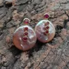 y ying big pearl stud earrings Cultured Purple Coin Pearl Fuchsia CZ Stud女性用高品質のジュエリー231229