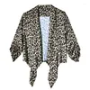 Ternos femininos S-4XL feminino blazer jaqueta leopardo impresso cardigan três quartos manga magro solto primavera verão outono plus size