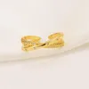 Criss-Cross CW CZ Crystal Right-Hand X-Ring w 24k Gelb Fine Solid Gold GF Minimalistischer geometrischer Kreis266w