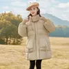 Down Coat Wool Collar Jacket Girls 'Winter Clothing 2023 Solid Color Korean Style White Duck Children's Mid-Längd Bread Coa