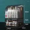 Caixas de armazenamento exibem gavetas à prova de poeira Organizador de maquiagem Capacidade à prova d'água cosmética com caixa alta