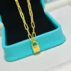 Luxury Pendant Halsband T Brand Designer Top Copper med 18K Gold Plated Lockets Öppna ditt hjärta Lock Key Charm Bucket Chain Charm Choker för kvinnliga smycken med låda