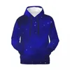 Sweats à capuche pour hommes Galaxy Stars Casual Blue Sky Print Moderne Velours Chaud Chemise à capuche Automne Manches longues Lâche Sweat à capuche surdimensionné Idée cadeau