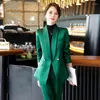 Kvinnors tvåstycken Pants Green Suit Autumn and Winter High-End Business Wear Formal Spring Temperament Style Jacket