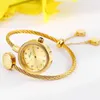 Relógios de pulso relógios para mulheres requintado pequeno mostrador pingente com pulseira embrulhada design ouro impermeável quartzo relógio de pulso relogios feminino