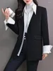 Frauen Anzüge Koreanische Casual Hemd Patchwork Blazer Mantel Femme Hochwertige Frauen Single Button Jacke Frühling Herbst Büroarbeit Anzug