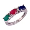 Biżuteria laboratorium Ruby Szmaragd Sapphire 18K Białe złoto Srebrny Pierścień Mody Rozmiar 6 7 8 9 10 11 12 Wholle271Q