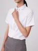 Blouses du bureau pour femmes Lady Short Basic Dress Shirt sans poche femelle sans fer décontractée Slim-fit légère chemisier Strech Shirts