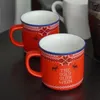 Mugs Christmas Theme Mug Small Cup Cute Imitation Enamel Modeling Sense Of Time Pen Vintage Drinkware Coffee Retro