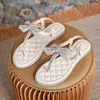 Sandaler kvinnor skor sommar vacker flicka rhinestone band bowknot leisure toffles damer platt casual 34-43