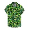 Men's Casual Shirts Mens St. Patricks'S Day Irish Shamrock Full Print Shirt Short Sleeve Lapel Button Tops Hawaiian Daily Streetwear