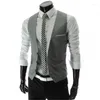 Men's Vests Mens Suit Grey Blue Black Single Breasted Male Waistcoat Slim Fit Formal Business Casual Chain Vest Homme Man